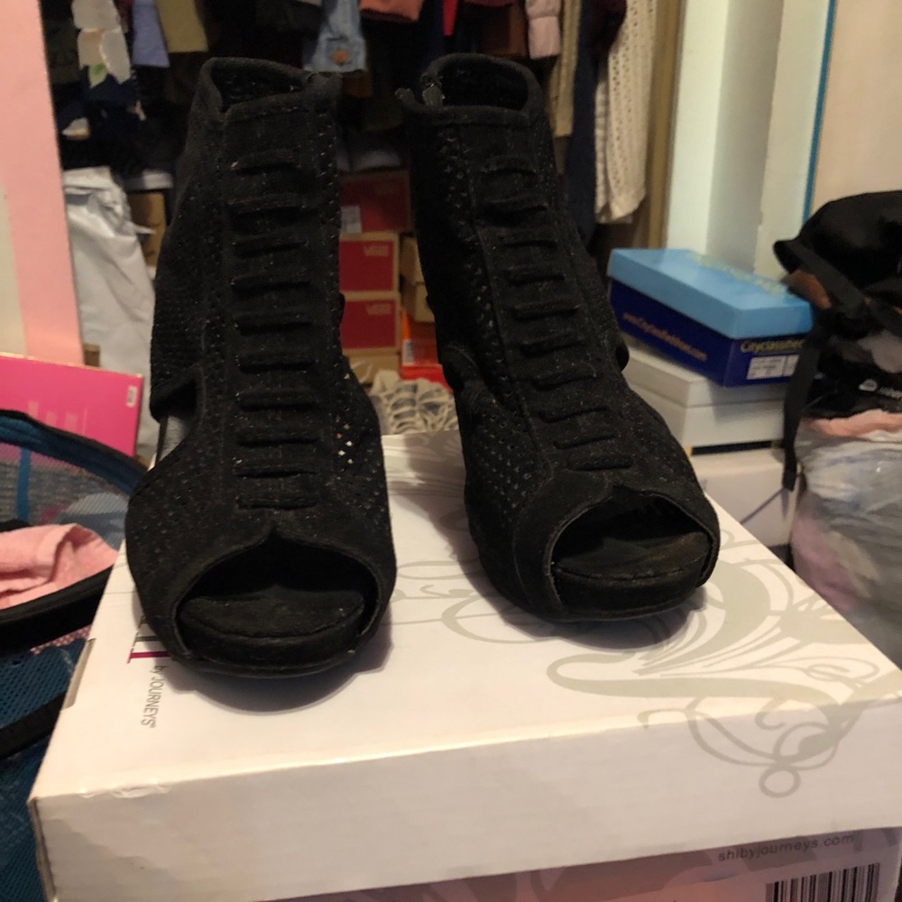 Black Suede wedge booties